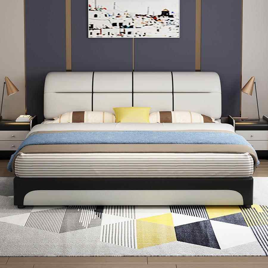 皮床现代简约双人8轻奢1.米储大主卧室1.5米单人软VNC包科技布物