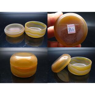 高档天然玛瑙盒洗笔摆件玉髓印泥性盒调色密香封首饰盒
