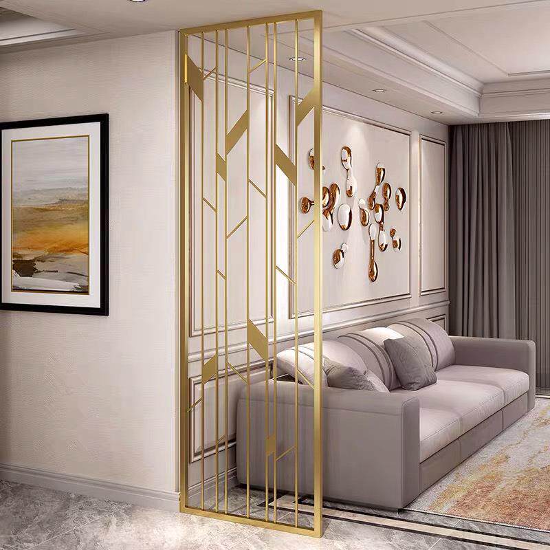 铁艺屏风隔断墙轻奢金属客厅简约现代玄关中式花格装饰镂空置物