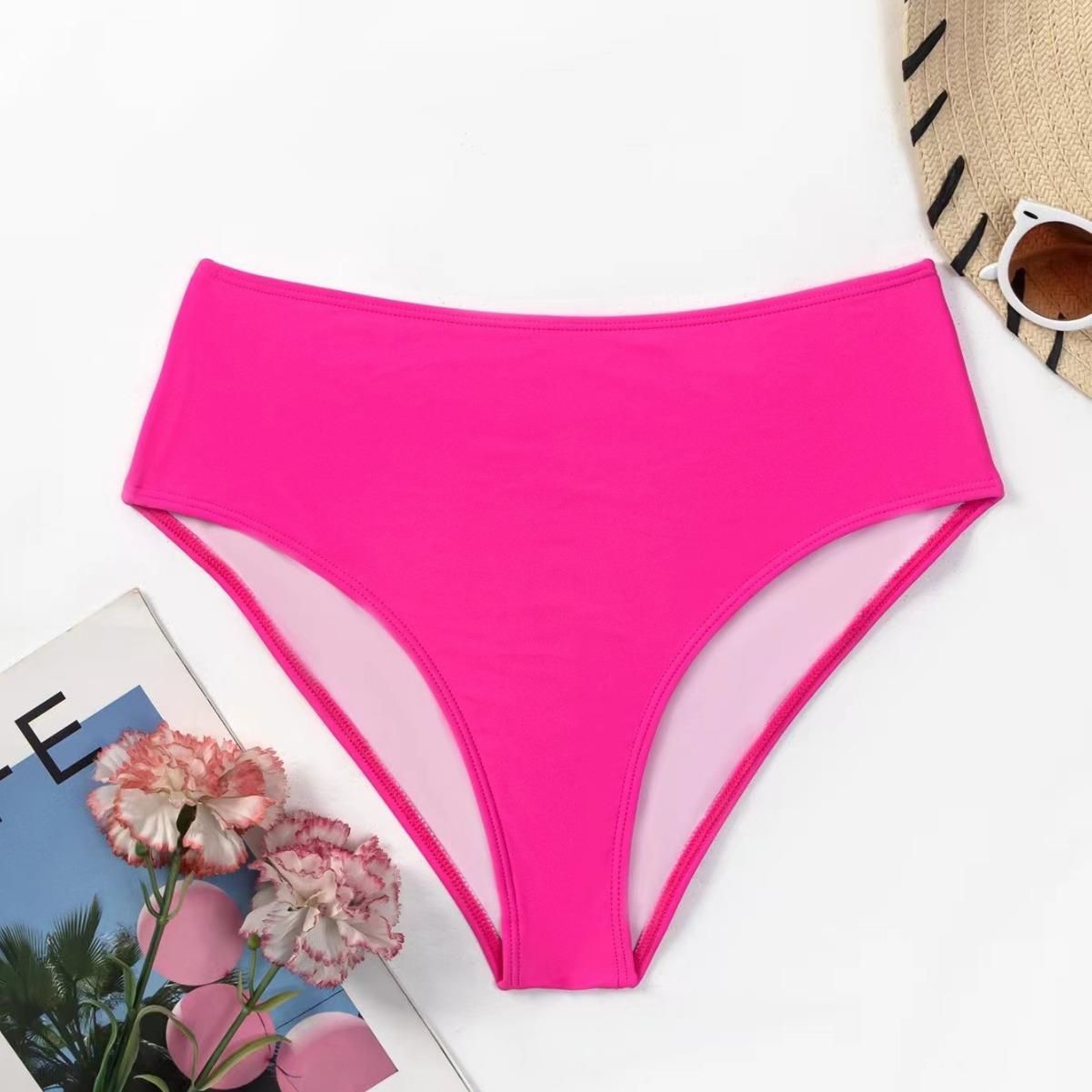 Two-piece swimsuit solid single high swimming trunks color