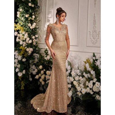J 18326 Sequin Slit Loose Cami Dress 亮片开叉宽松吊带连衣裙