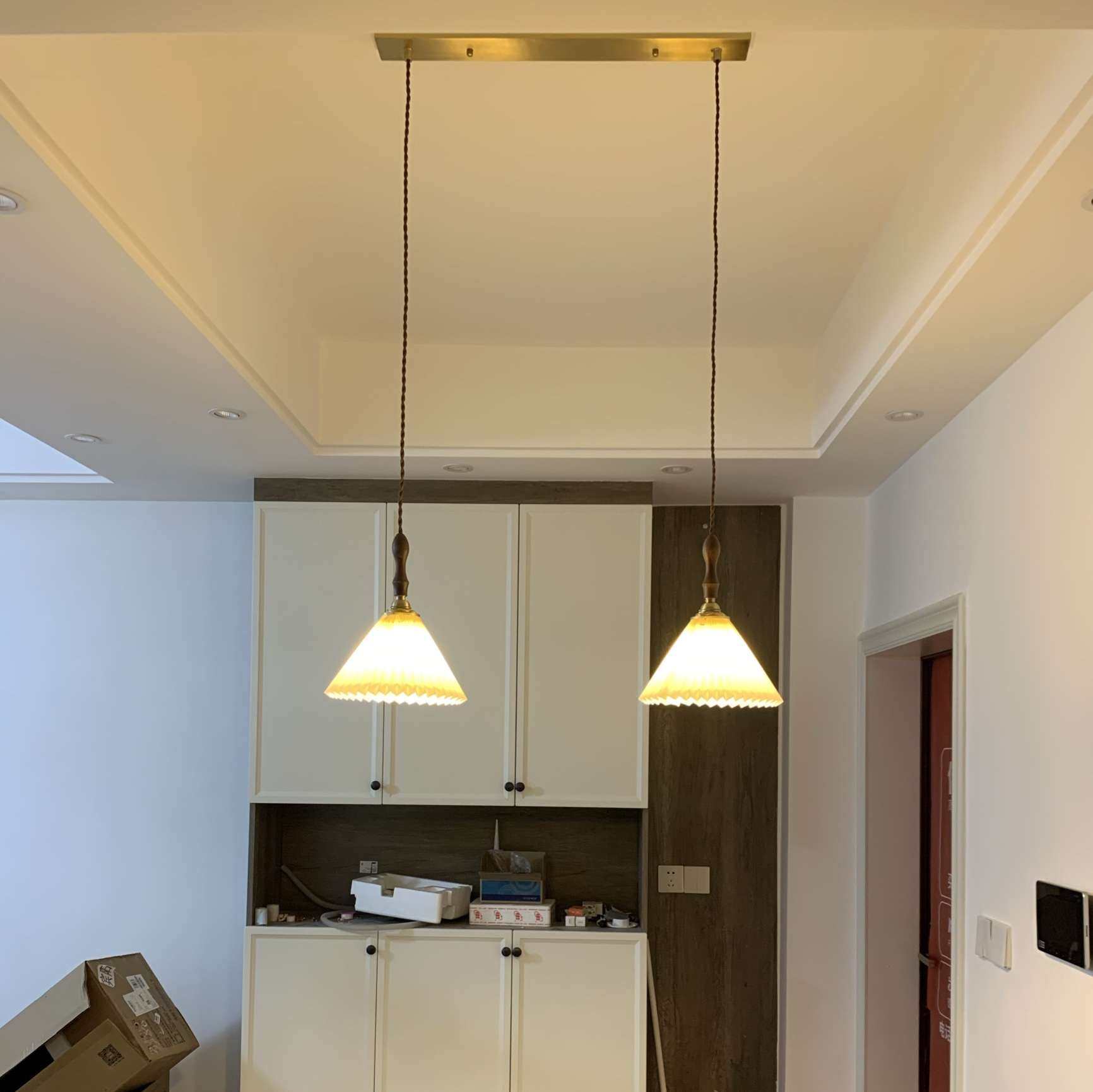 复古北欧百褶灯罩吊灯网红实木卧室床头日式吧台餐厅民宿黄铜小灯,家装灯饰光源,客厅吊灯,淘宝优惠券,粉丝福利购,淘宝优惠卷