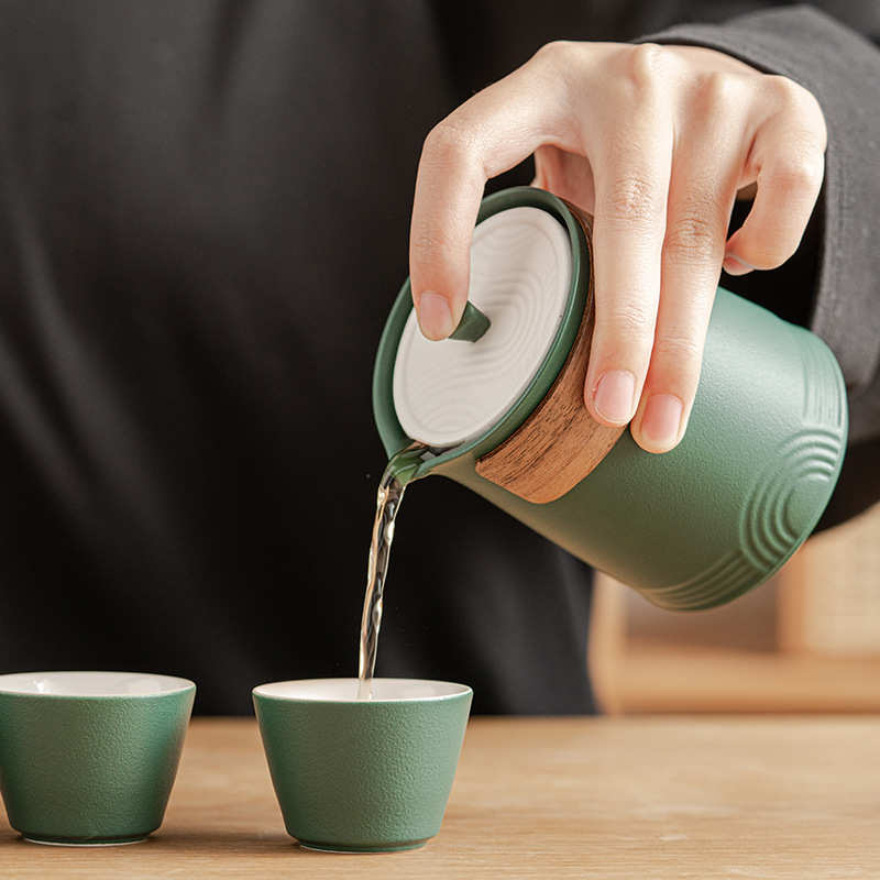 枯山水防烫一壶三杯旅行茶具陶瓷户外随便便携式泡茶壶商务伴手礼