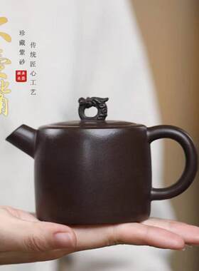 正宗宜兴紫砂壶原矿陈腐天青泥卡盖龙吟古钟壶高档功夫泡茶壶茶具