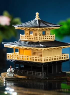 金阁寺微景观中式古风建筑模型水陆缸鱼缸假山盆景装饰摆饰