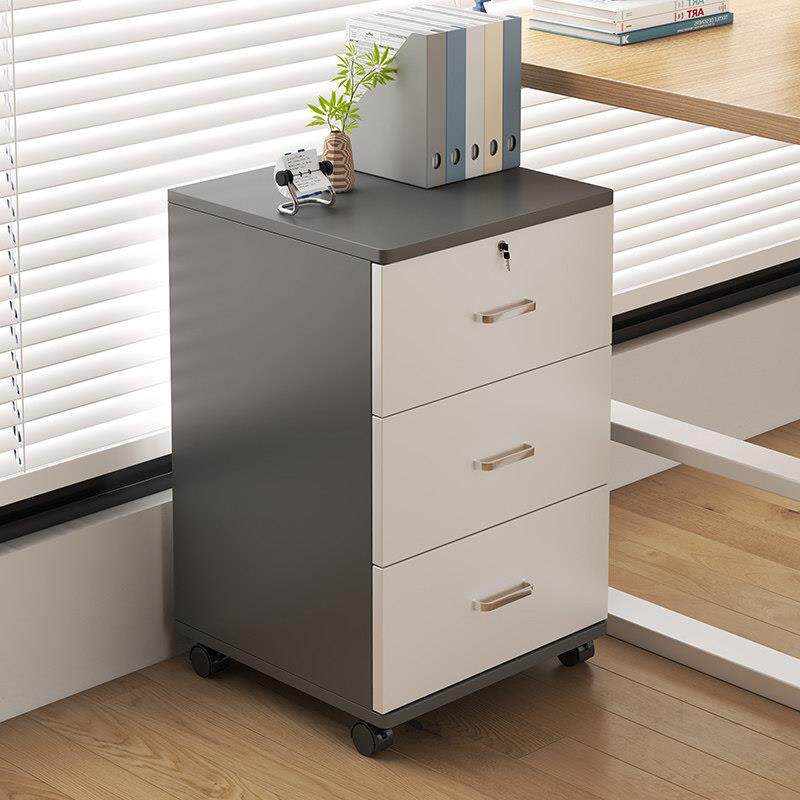 实木文件柜桌下简约带锁可移动屉办公室家用资料柜收纳柜
