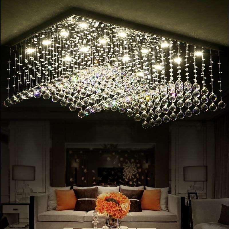 现代简约led长方形水晶灯吸顶灯客厅灯酒店大厅餐厅灯具厂家直销