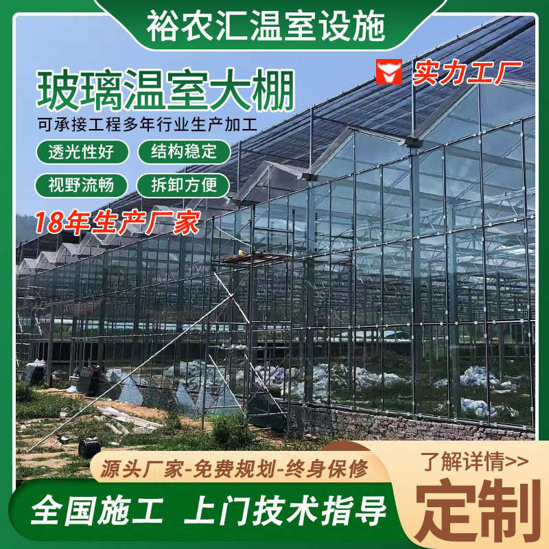 玻璃大棚 热镀锌钢管温室 阳光板温室大棚  连栋玻璃温室大棚骨架