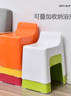 加厚洗澡凳塑料防滑厕所凳子靠背凳椅客厅家用换鞋凳厚实板凳