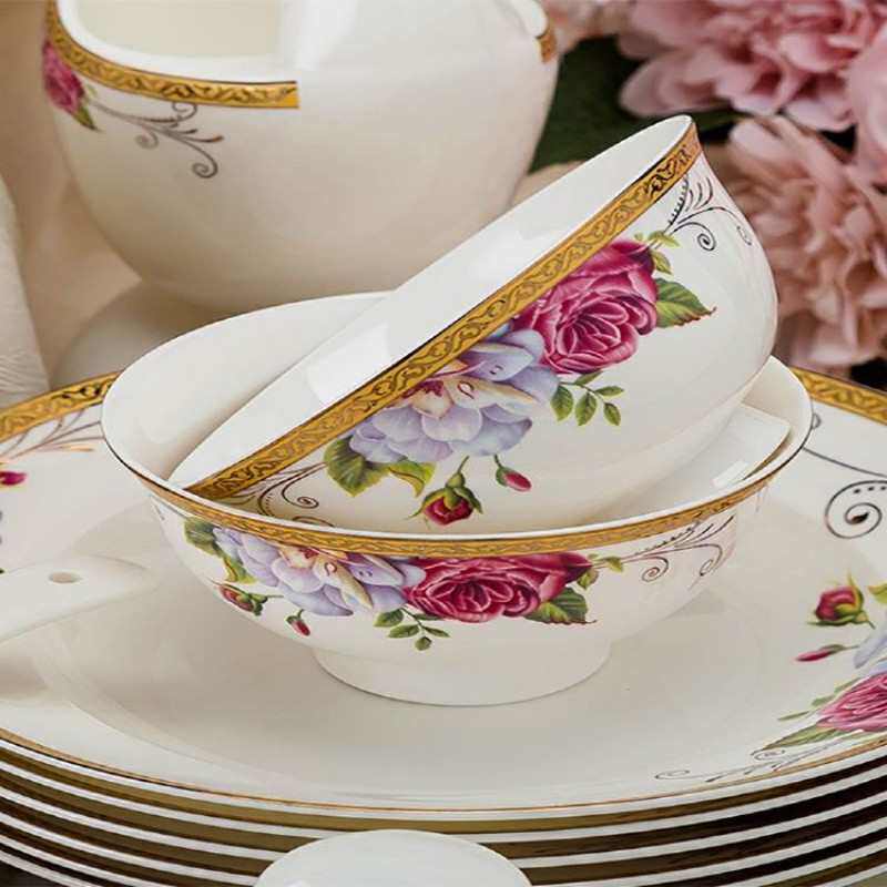 景德镇碗碟套装家用骨瓷餐具套装碗盘子组合陶瓷碗筷乔迁结婚送礼