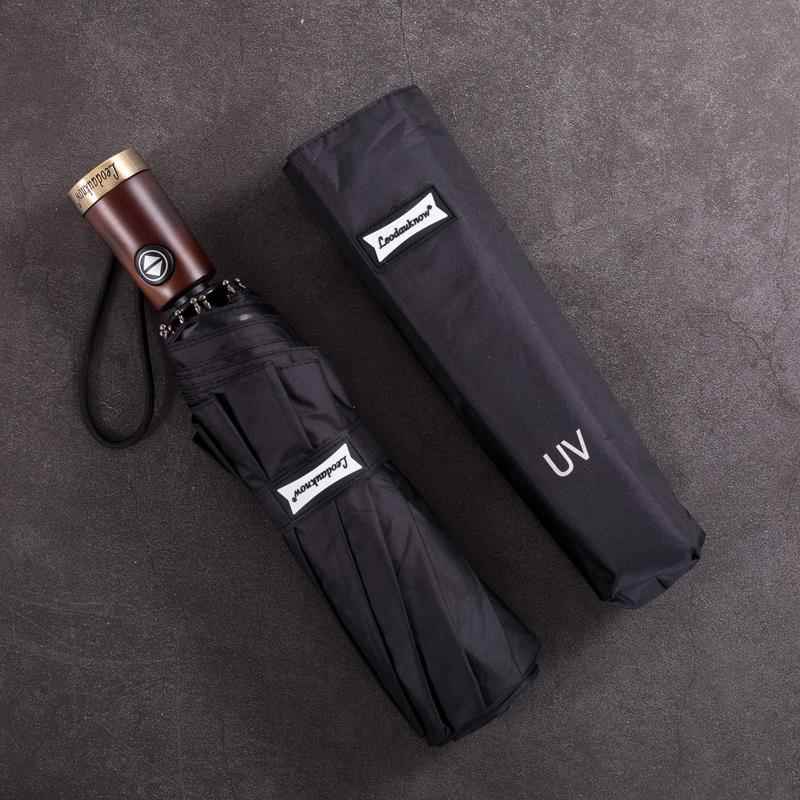 高档德国欧士多娜覆古木柄1黑0骨加固防风胶防晒两遮阳铜用晴雨伞