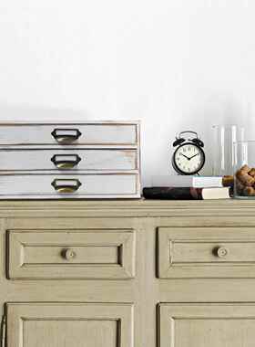 5DBJ复古抽屉式储物盒桌面杂物整理盒木质纹身针收纳柜木盒饰