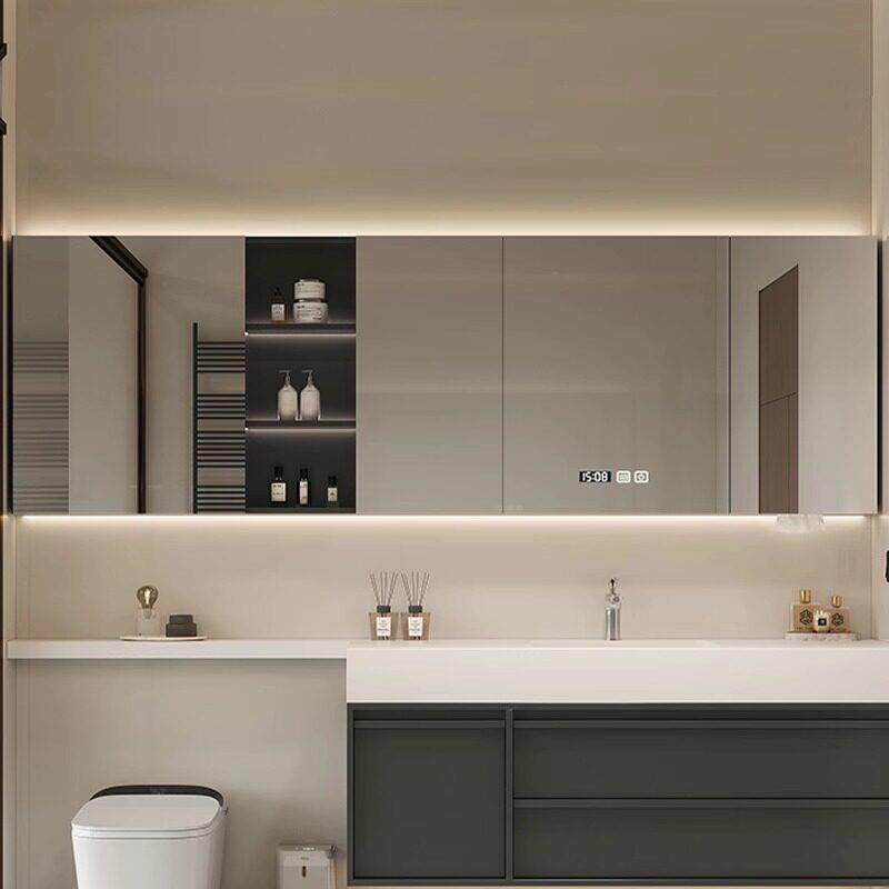 定制卫生间浴室智能镜柜单独挂墙式收纳储物镜子卫浴通顶加高