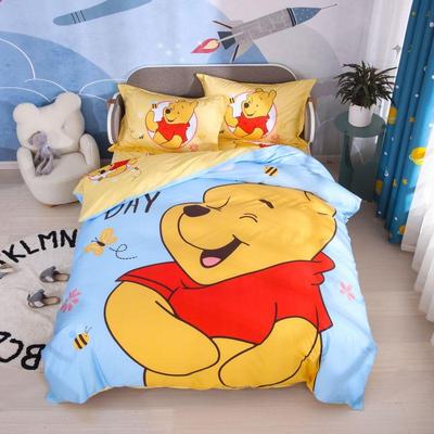 正品士尼全棉四件套童小熊维尼迪儿床三上用品可爱纯棉被套宿舍件