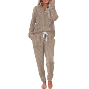 Two Outfits Women Lounge Sets Button Sweatshirt Sweatpants