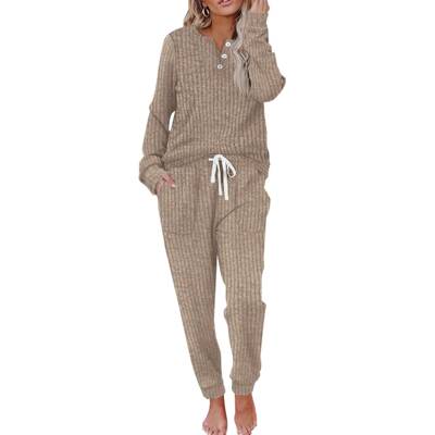 Two Outfits Women Lounge Sets Button Sweatshirt Sweatpants