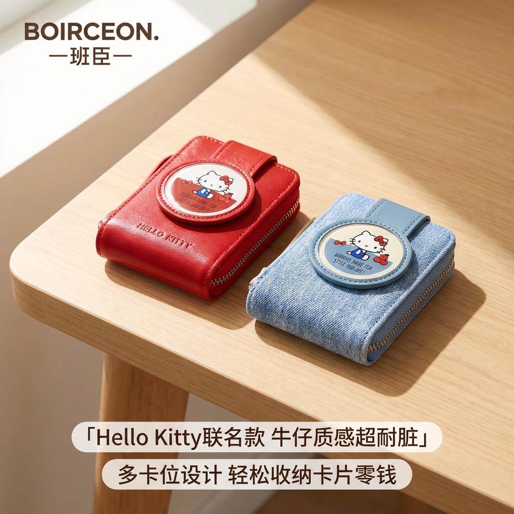 可爱牛仔kt猫银行卡包女大容量多功能证件收纳包便携式零钱包