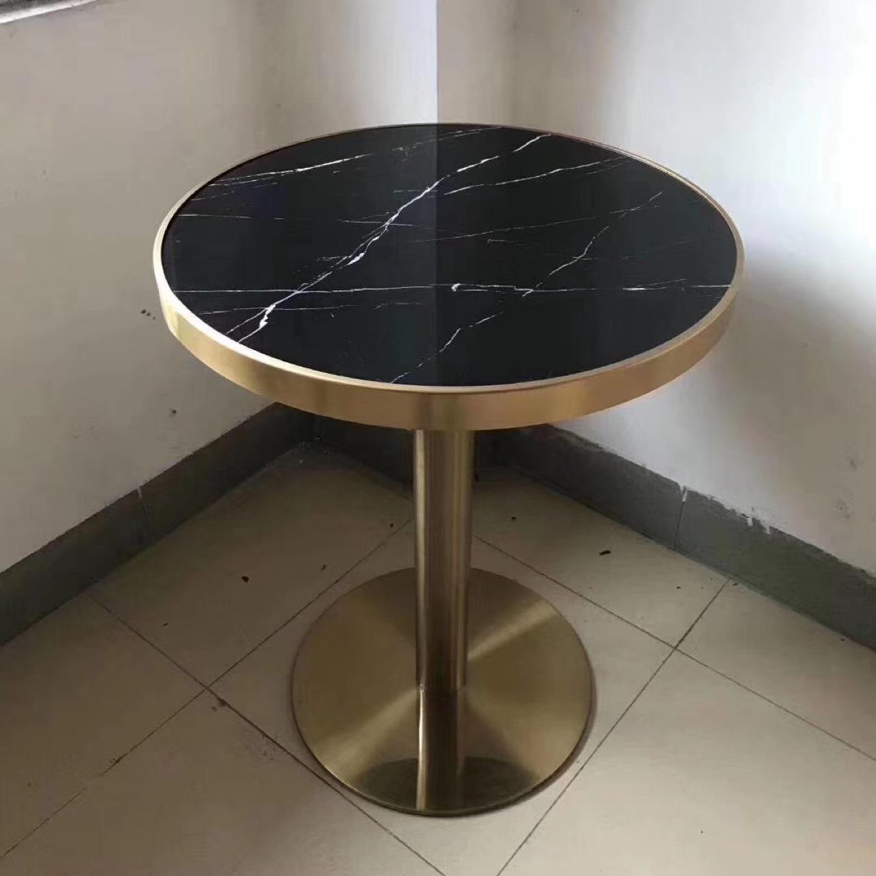 餐桌人造大理石餐桌不锈钢包边桌子东莞茶餐厅餐桌可多种规格