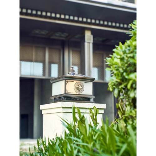 中式全铜太阳能柱头灯户外庭院灯别墅大门灯门柱灯围墙柱子灯古典