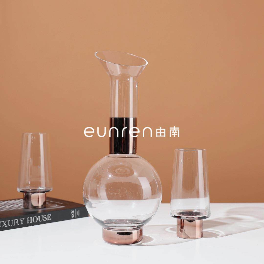 欧式创意玻璃冷水壶醒酒器高端酒具套装摆件家居餐厅桌面软装饰品