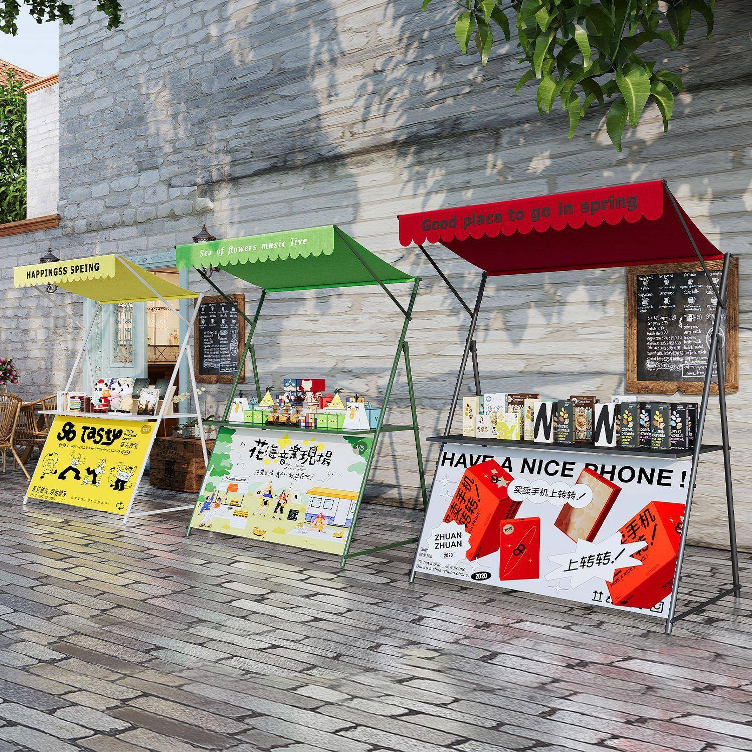 户外景区可移动摆摊架夜市美食街小吃展示架网红大型活动摊位架子