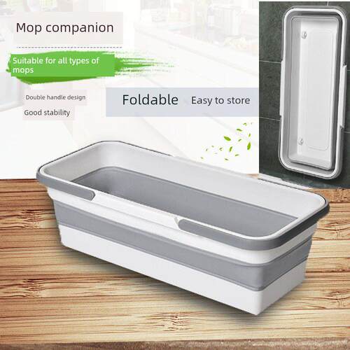 折叠拖把桶家用便捷平板拖把桶长方形单桶户外手提折叠水桶胶棉拖