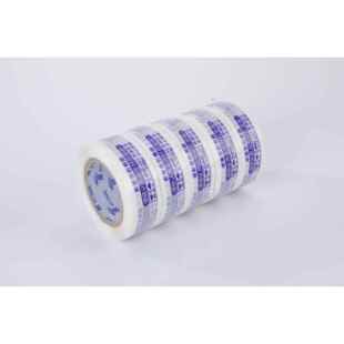 打警示胶带宽4DKN.白底蓝字封箱语胶带快递包胶纸透明布胶整箱