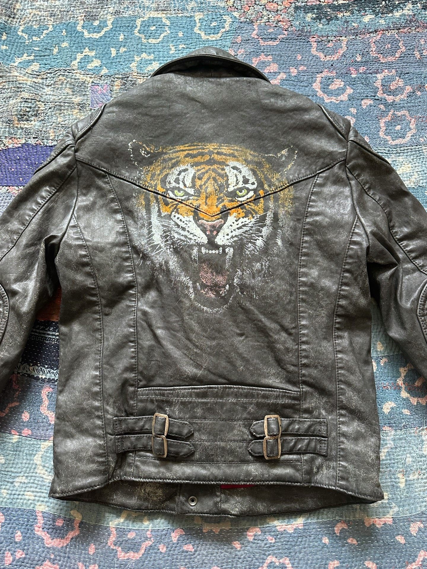 Black Coated Diagonal Zip Motorcycle Jacket — front