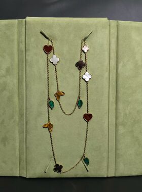 99新Vca/梵克雅宝Lucky Alhambra长项链黄金12花毛衣链女款