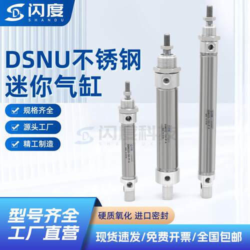 DSNU不锈钢迷你气缸带磁10/12/16/20/25/32/40/50/63X10/500