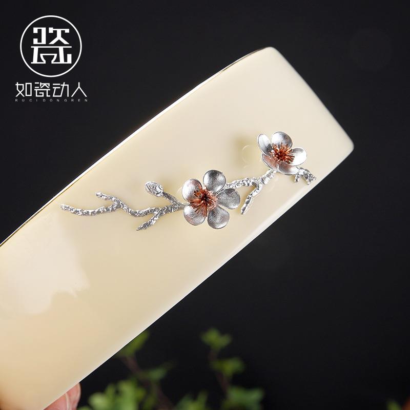 玩物尚置羊脂玉干泡盘家用小茶台现代简约托盘圆形储水式陶瓷茶盘