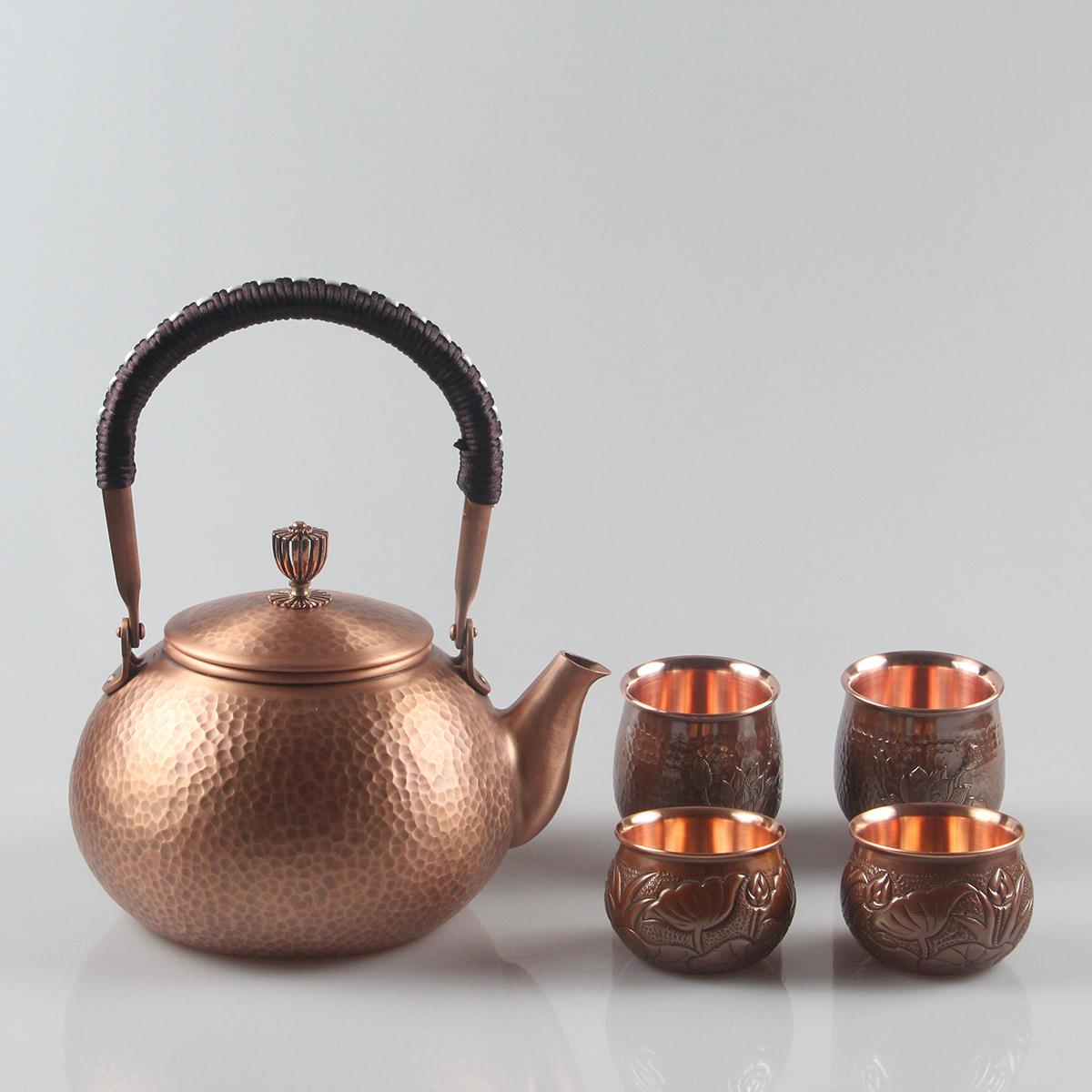 锤点紫铜壶厂家纯铜烧水壶茶具纯手工无涂层铜壶煮茶壶煮水壶