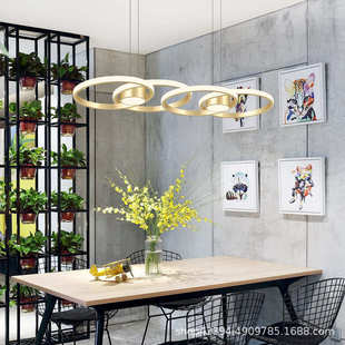 餐厅吊灯现代简约北欧风格 餐桌吧台灯具 金色铝材大气家用创意个性