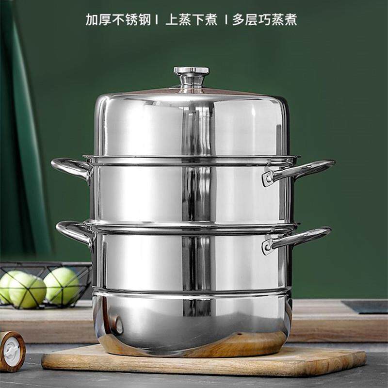加高加厚不锈钢蒸锅高盖子四层五层家用不锈钢蒸锅特高锅六层蒸锅