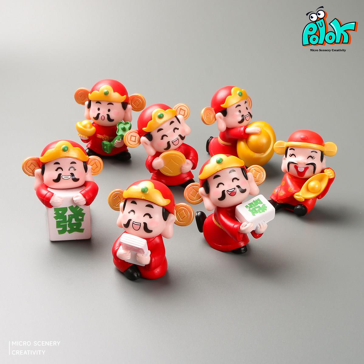 迷你财神爷微缩可爱卡通玩偶模型办公招财桌面装饰摆件新年小玩具