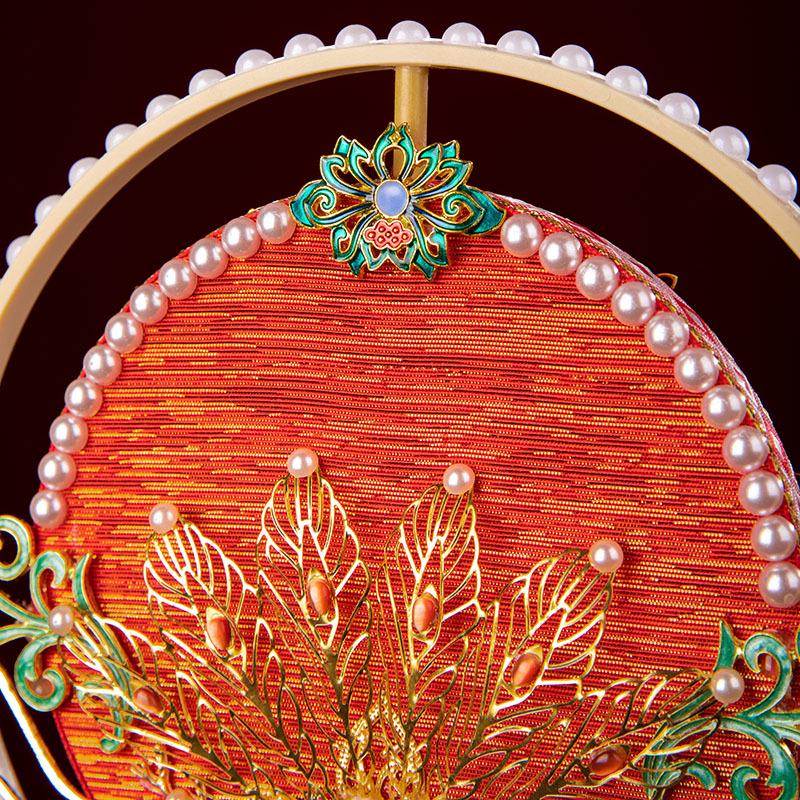 玉暖新娘手捧婚扇秀禾服团扇双面古风迎亲团扇中式古风团扇喜扇子