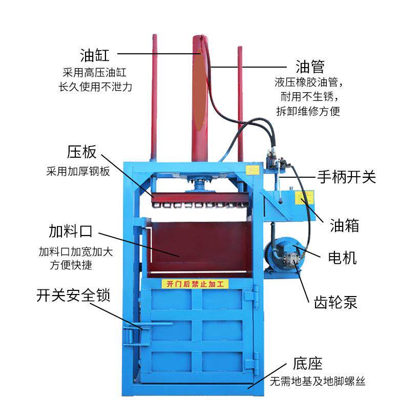 废纸液压打包机油漆桶压扁压包机塑料薄膜编织袋废品干垃圾压缩
