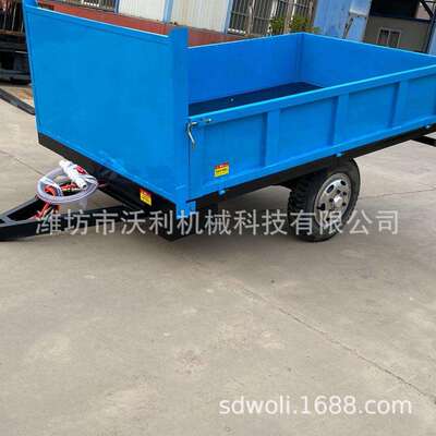 平板拖车3吨自卸拖斗拖开机挂斗自卸拖车厂家供应工具车农用拖车