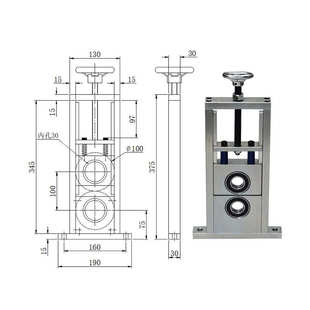 上下滑动可调丝升降支撑架定座节压机设备块对固杆轴承座滚筒手轮