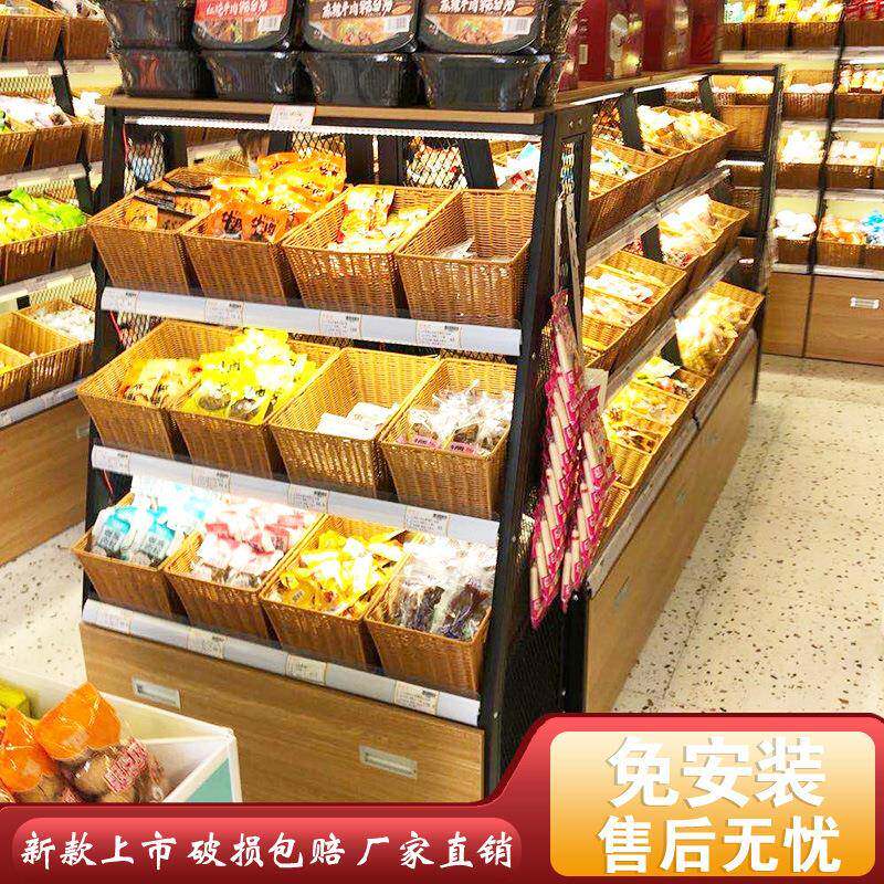 订置零食超市货架干果散称糖果木质柜展示架便利店双面食品架子