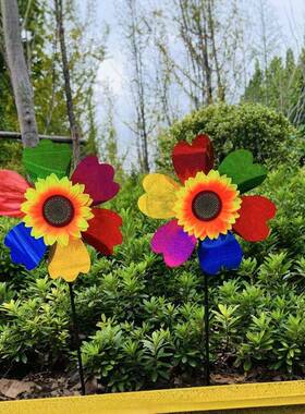 自产自销新款亮片塑料太阳花风车儿童手拿风车户外活动装饰道具