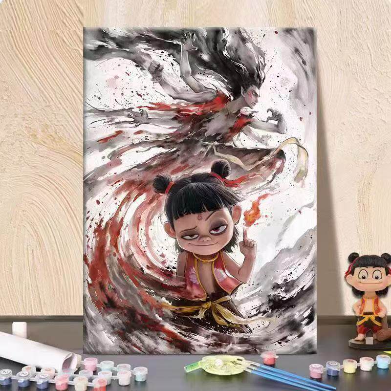 哪吒之魔童闹海 diy数字油画2025新款丙烯填色手工填充装饰画手绘