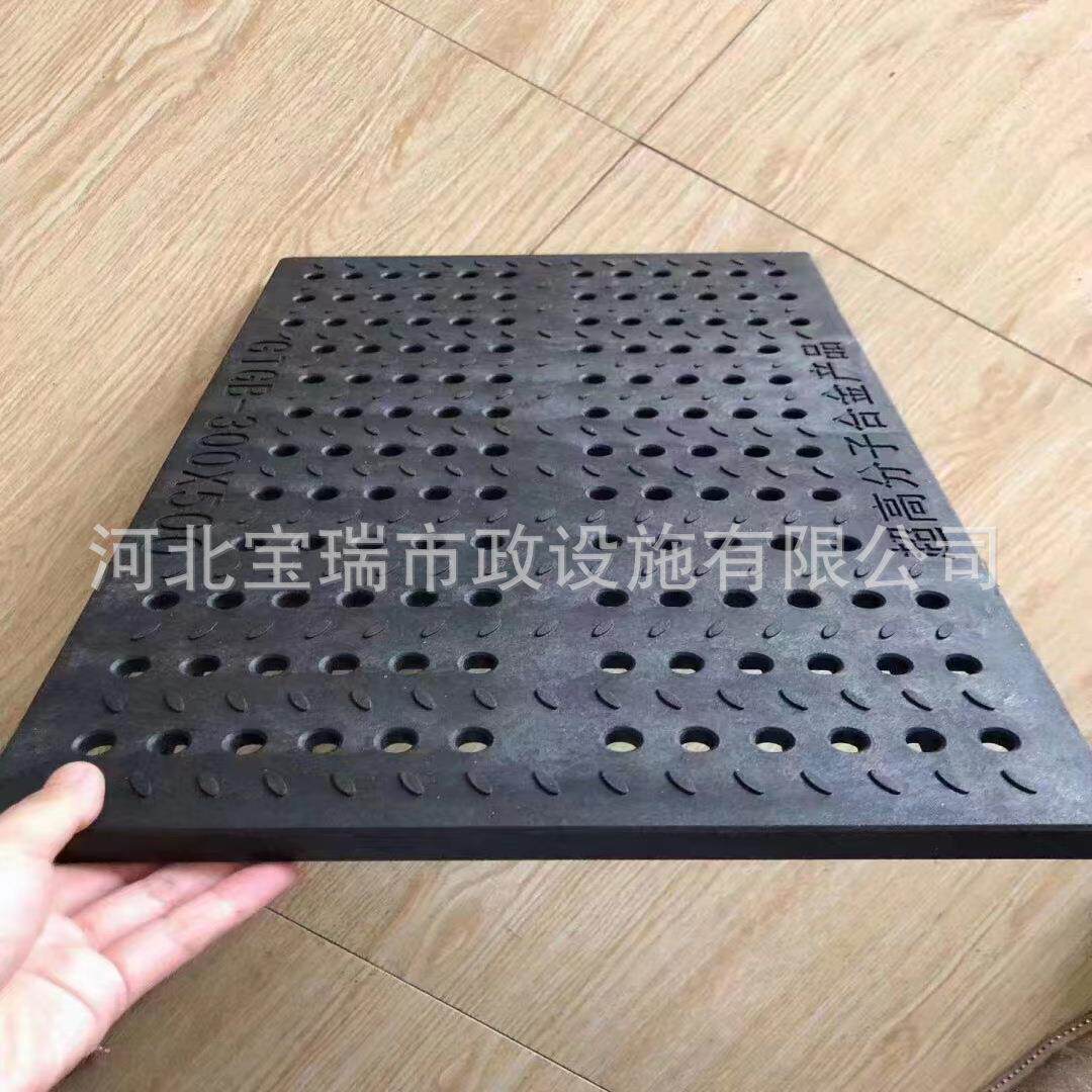 黑色高分子地沟盖板塑料格栅下水道雨水篦子防滑防鼠复合圆孔盖板