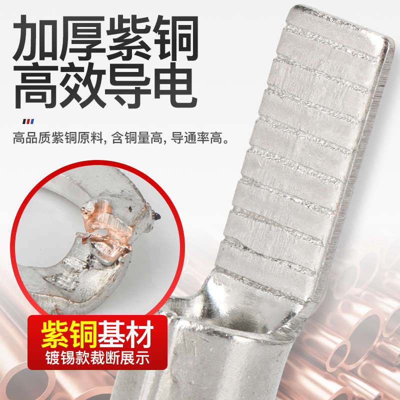 凤凰DBN片型冷压铜接线端子国标紫铜焊缝快速对插片插簧0.5-6平方