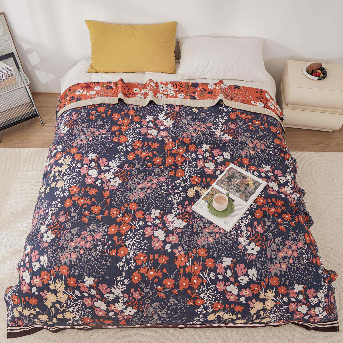 新品高档加厚纯棉纱布毛巾被盖毯午睡单双人床盖多功能纱布毯