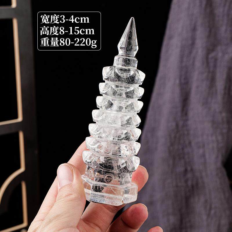 天然白水晶文昌塔摆件白水晶原石打磨家居办公送礼工艺品风水摆件