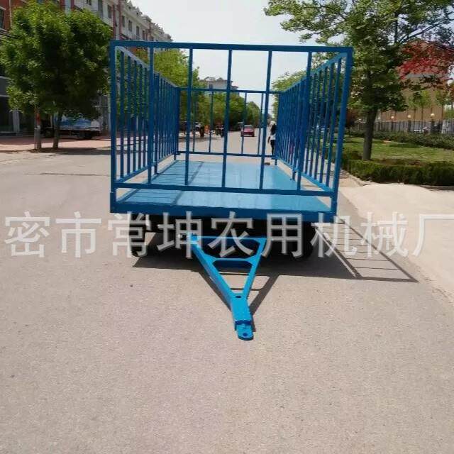 吨箱笼拖车围栏平板拖车厂家工矿码头牵引式带护栏大型拖挂车