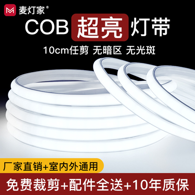 220v超亮COB灯带自粘客厅家用吊顶户外led灯带户外亮化防水灯条