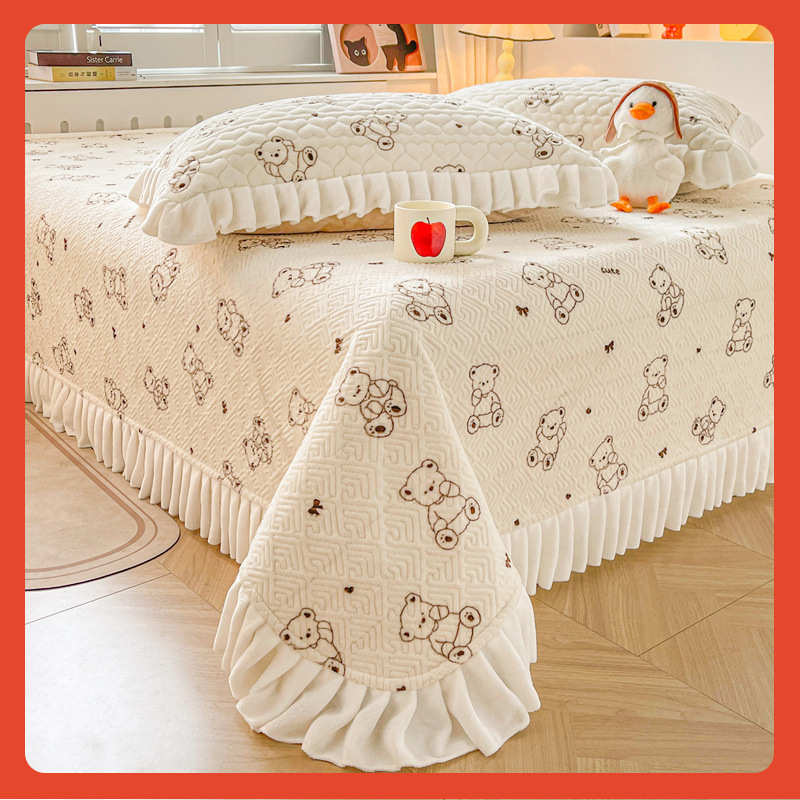 护罩盖秋冬单件床加保三件套床垫绒米∞.床罩8床褥1家学生宿舍