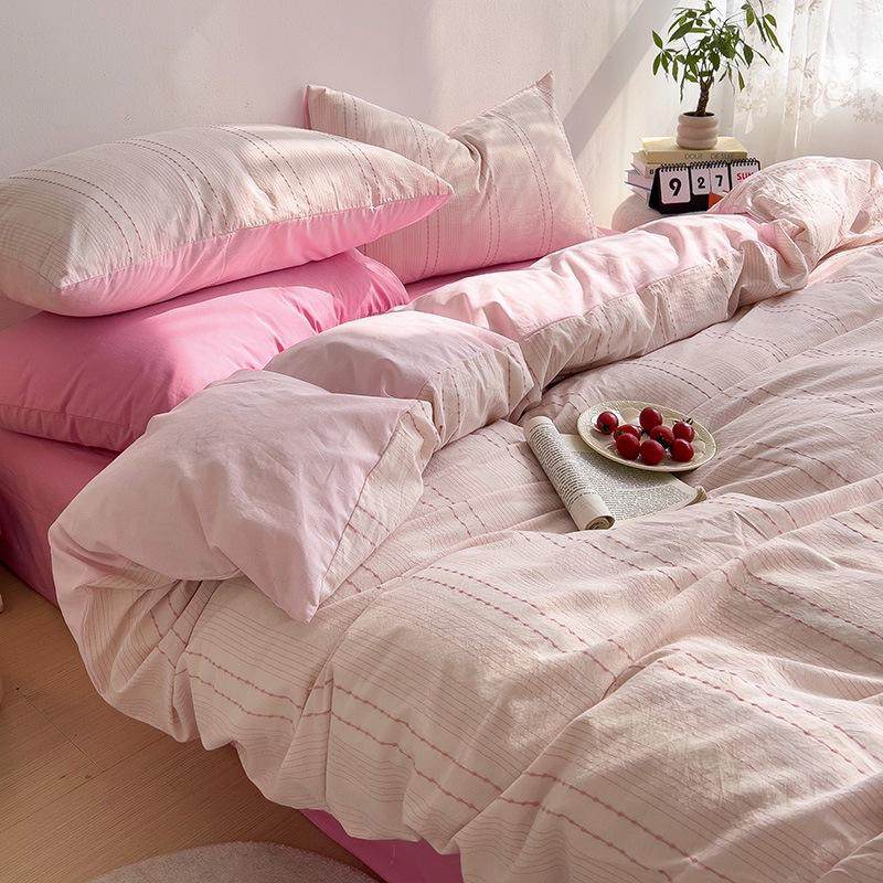 多巴胺舒适温馨风全棉小清新色织提花四件套租房学生床品套件春夏,床上用品,床垫/床褥/床护垫/榻榻米床垫,淘宝优惠券,粉丝福利购,淘宝优惠卷